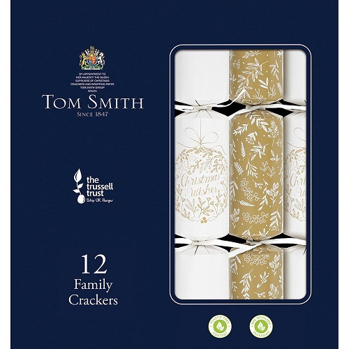 12 st. Christmas Crackers Christmas Wishes cream and gold 12 inch xalts1403