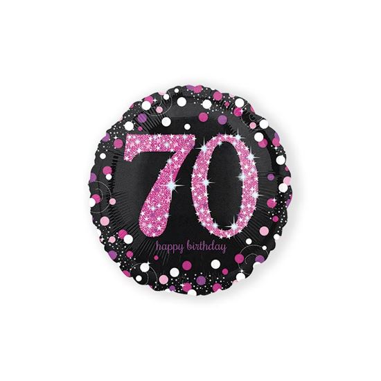 Folieballon sparkling 70 jaar pink 46cm