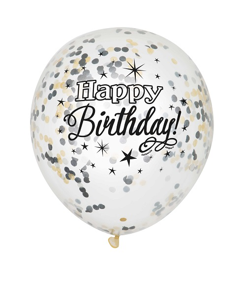 Confetti ballonnen Happy Birthday 6st