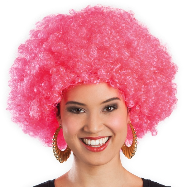 Afro pruik roze