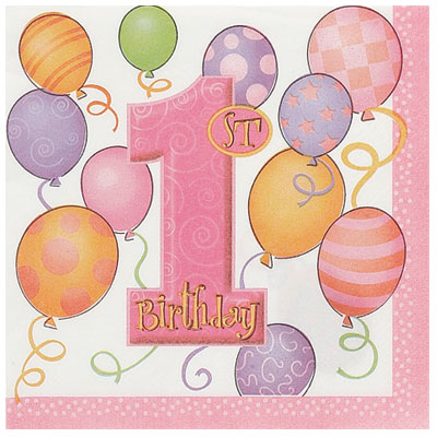 1st birthday servetten roze