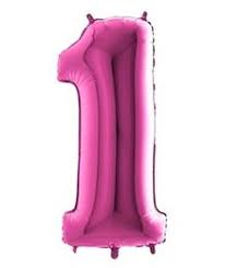 Folieballon cijfer 1 roze 100cm