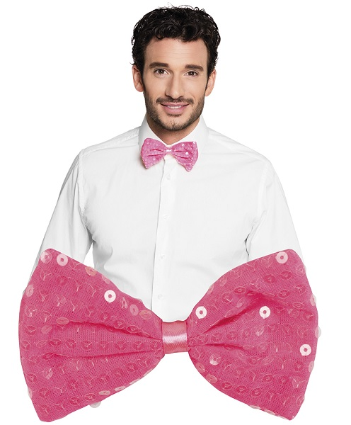 Strik roze pailletten