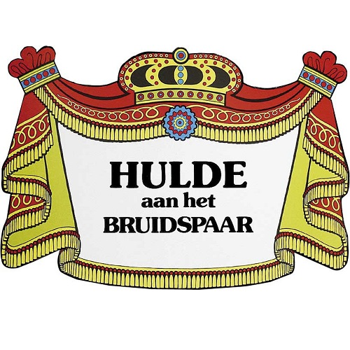 Deurbord huldeschild bruidspaar retro