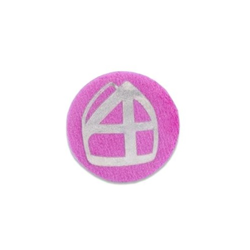 Baretspeld / button met mijter roze