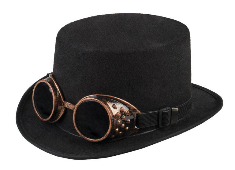 Steampunk hoed steamgoggles