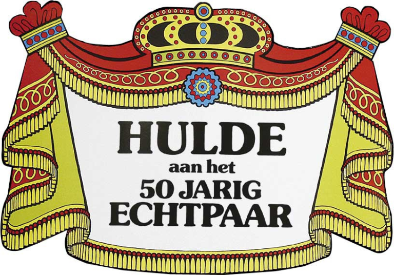 Deurbord huldeschild 50 jarig echtpaar retro