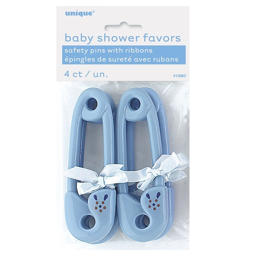 Geboorte uitdeelcadeautjes veiligheidsspeldjes blauw 4st
