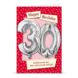 Kaart met cijferballon 30 jaar