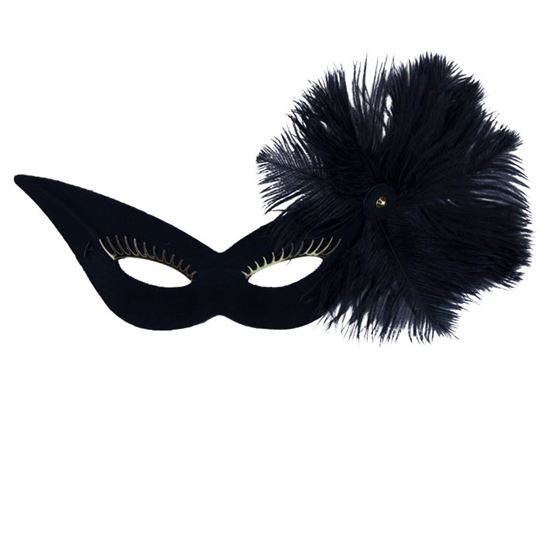 Oogmasker Fru Fru met verenbloem zwart