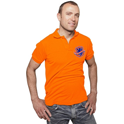 Poloshirt oranje met geborduurd wapen