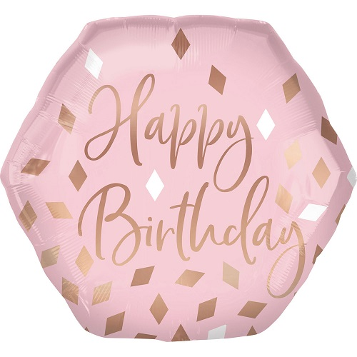 Folieballon supershape blush birthday 58cm