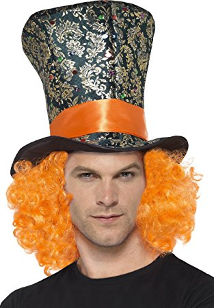 Mad hatter hoge hoed met haar