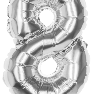 Folieballon cijfer 8 zilver 36cm