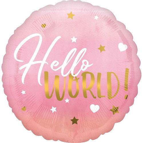 Folieballon baby meisje hello world