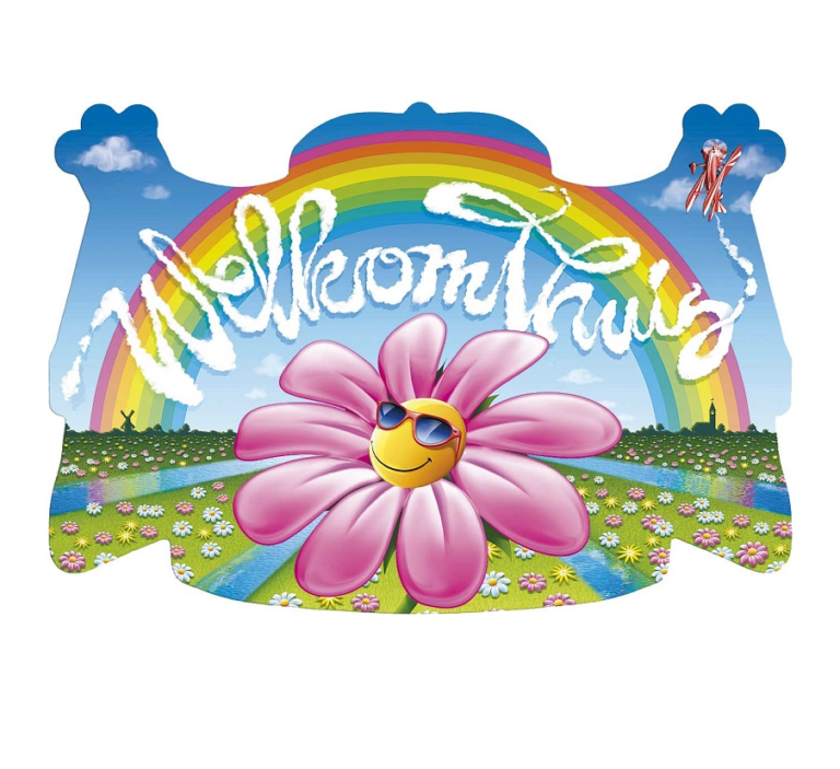 Deurbord huldeschild welkom thuis bloem