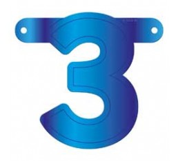 Letterslinger cijfer 3 blauw