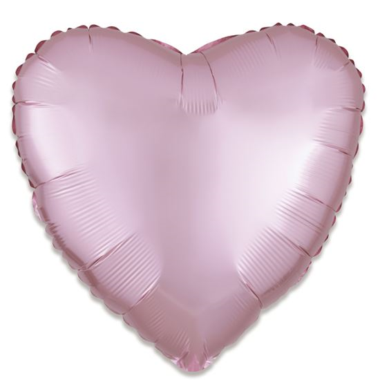Folieballon hart satin roze pastel 43cm