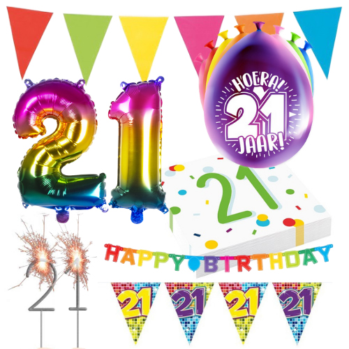 Colourful Celebration feest pakket 21 jaar