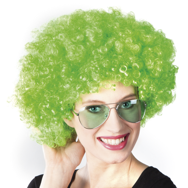 Afro pruik groen