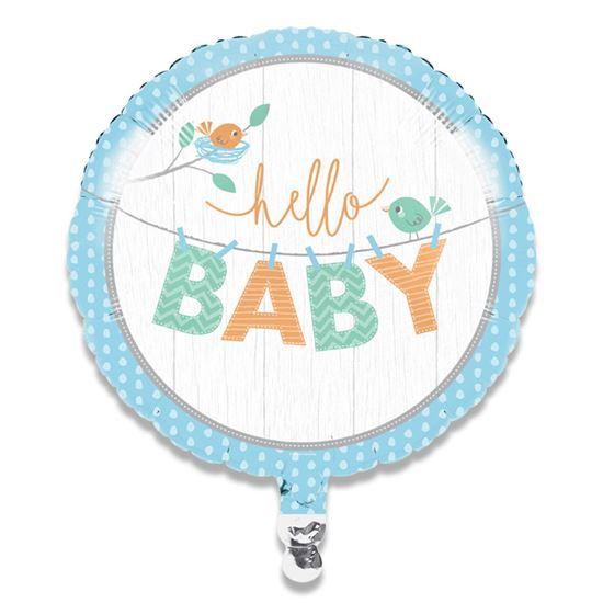 Folieballon hello baby blue 46 cm