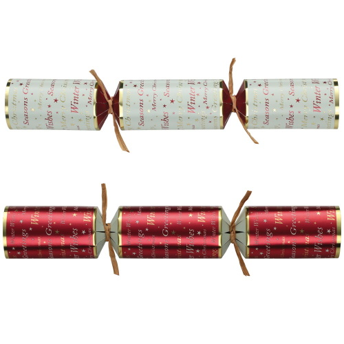50 st. Christmas Crackers Greetings crème/rood 11 inch.