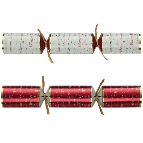 50 st. Christmas Crackers Greetings crème/rood 11 inch XIGDC0612