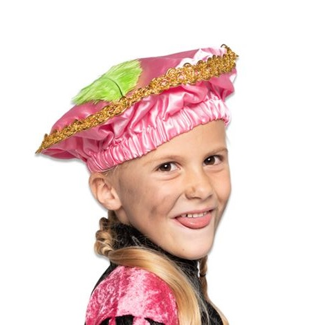 Pieten baret kind roze met veer