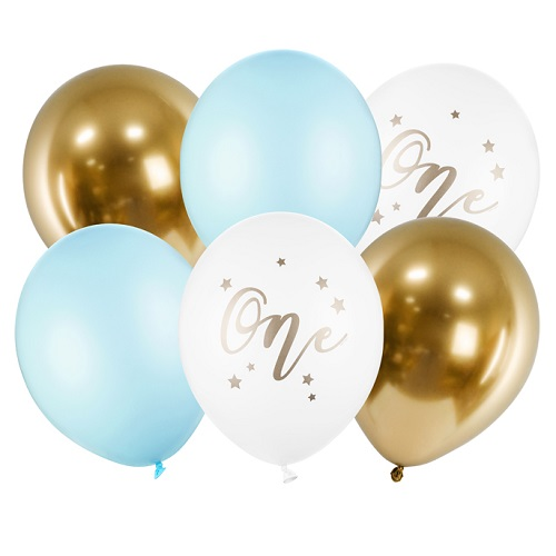 Ballonnen 1 jaar pastel blauw 30cm 6st