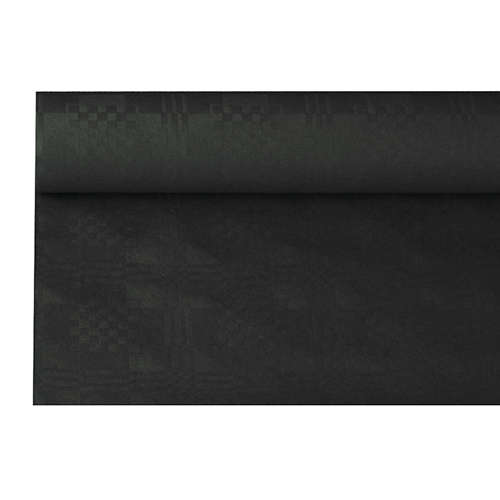 Tafelkleed papier damastprint zwart 8m ALLEEN AFHALEN