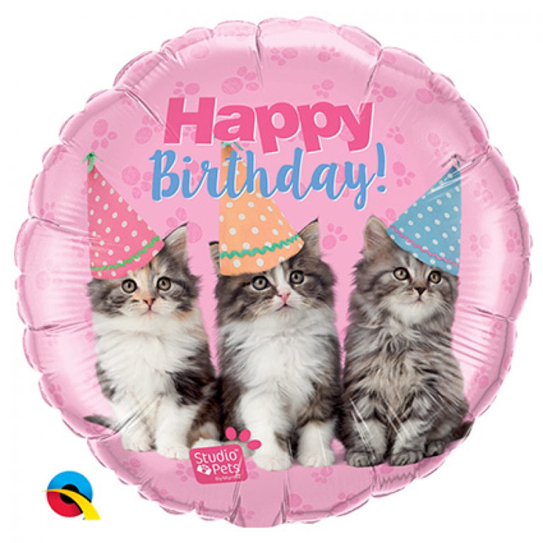 Folieballon kittens happy birthday 46cm