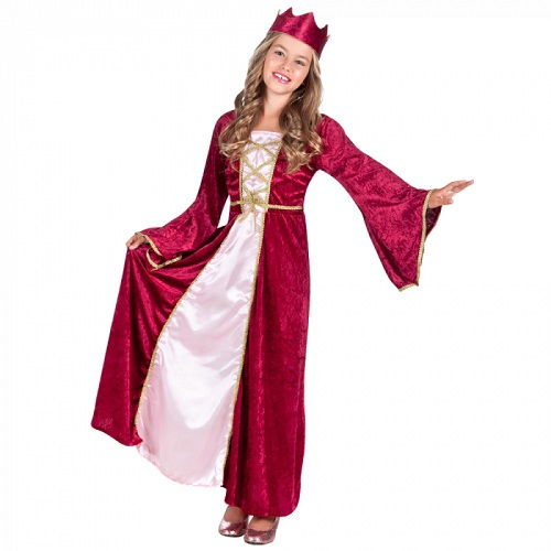 Kinderkostuum Renaissance koningin rood