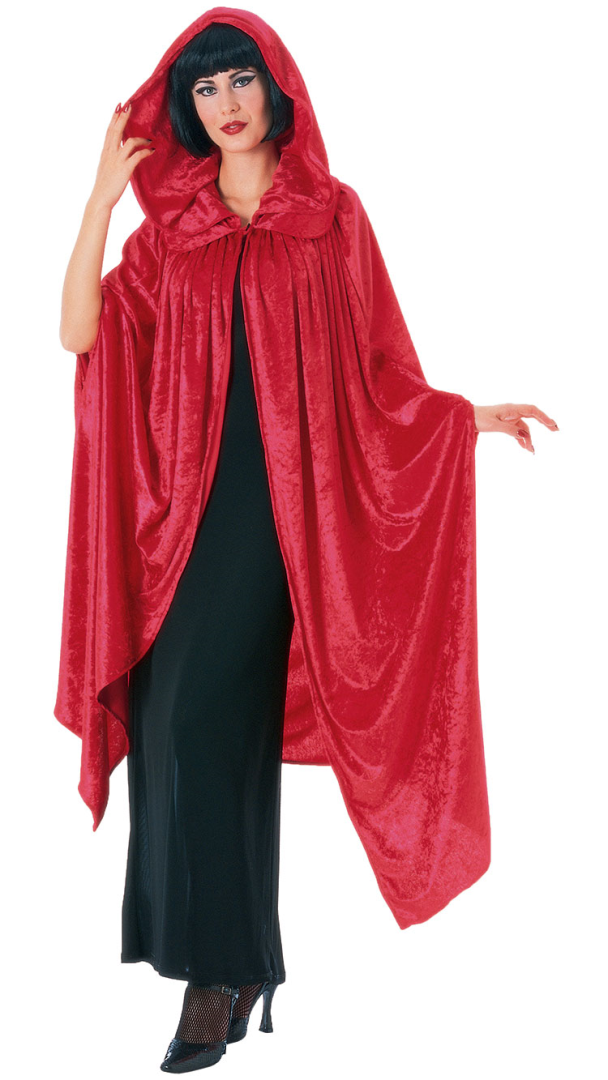 Cape met capuchon fluweel rood