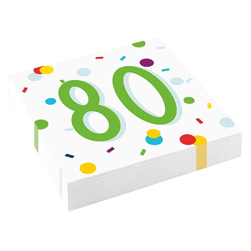 Servetten 80 jaar confetti 20st