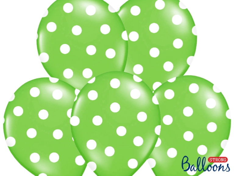 Ballonnen licht groen met witte stippen 6st