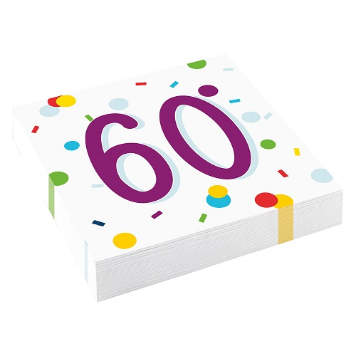 Servetten 60 jaar confetti 20st