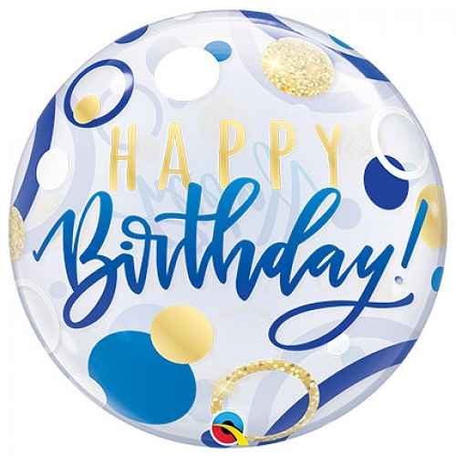 Bubbles ballon happy birthday blauw 56cm