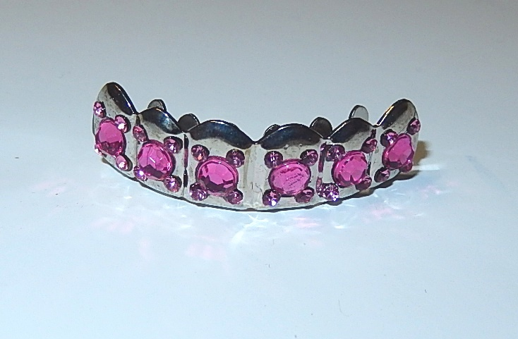 Grill zilver met roze stenen