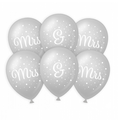 Ballonnen Mrs & Mrs zilver 6st