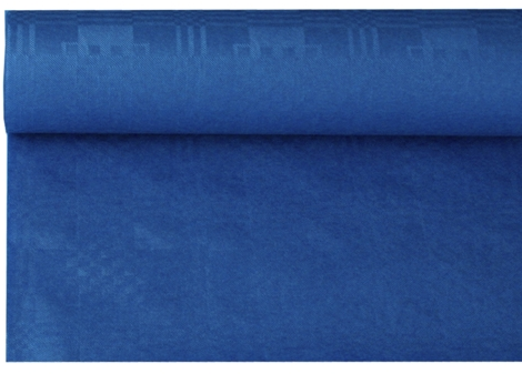 Tafelkleed papier damastprint donker blauw 8m ALLEEN AFHALEN