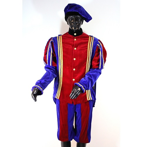 Pietenpak Alicante met cape rood/blauw - xxlarge OPRUIMING
