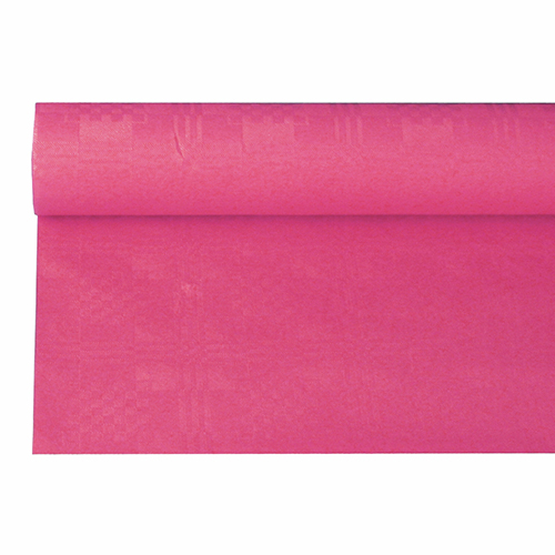 Tafelkleed papier damastprint donker roze 8mc ALLEEN AFHALEN