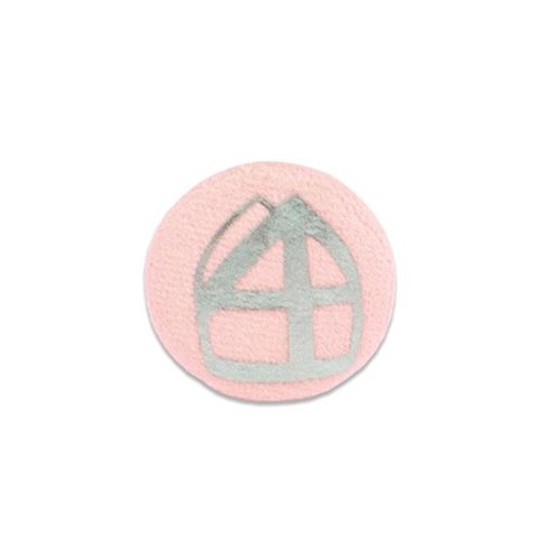 Baretspeld / button met mijter licht roze