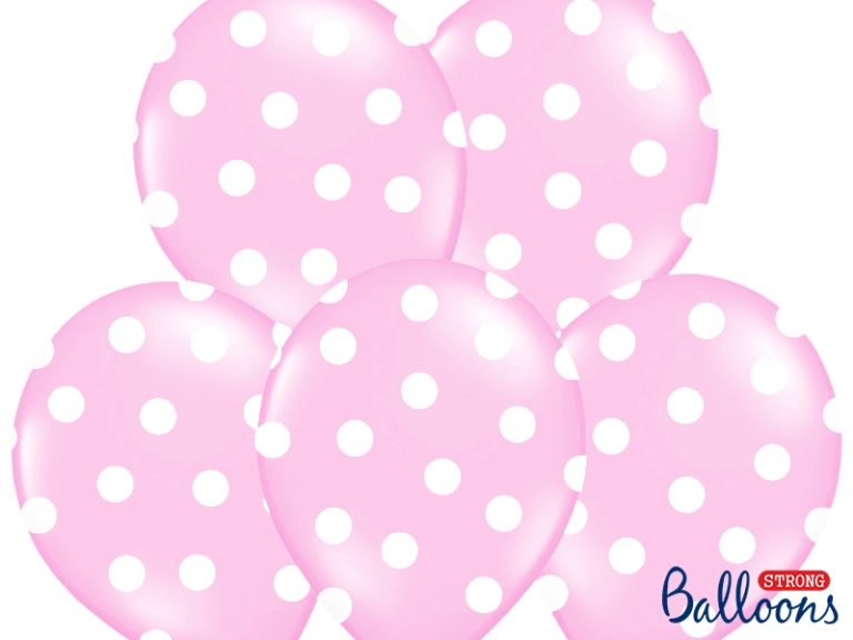Ballonnen baby roze met witte stippen 6st