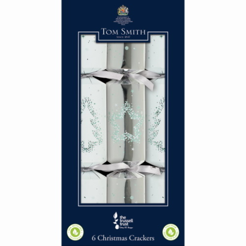 6 st. Christmas Crackers Silver and White dinner cube 12 inch XALTS2103