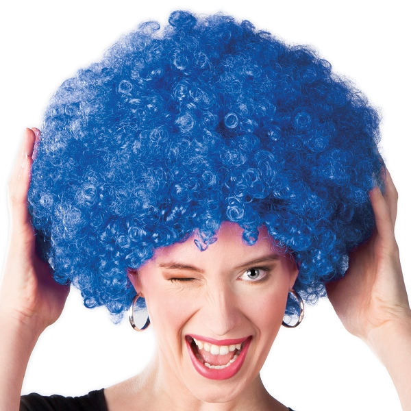 Afro pruik blauw