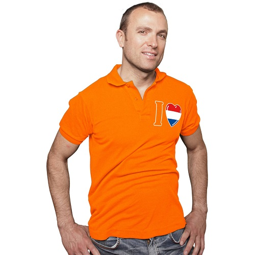 Poloshirt oranje hart