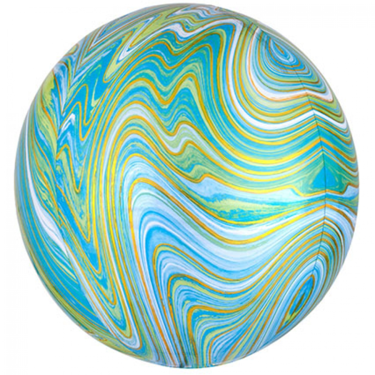 Folieballon Orbz Marble blue-green 38cm