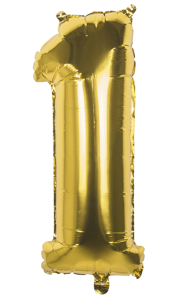 Folieballon cijfer 1 goud 36cm
