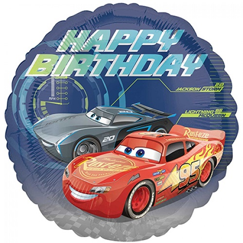 Folieballon Happy Birthday cars 43cm